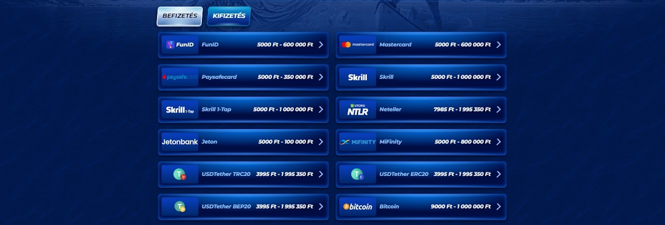 BassBet fizetési módok