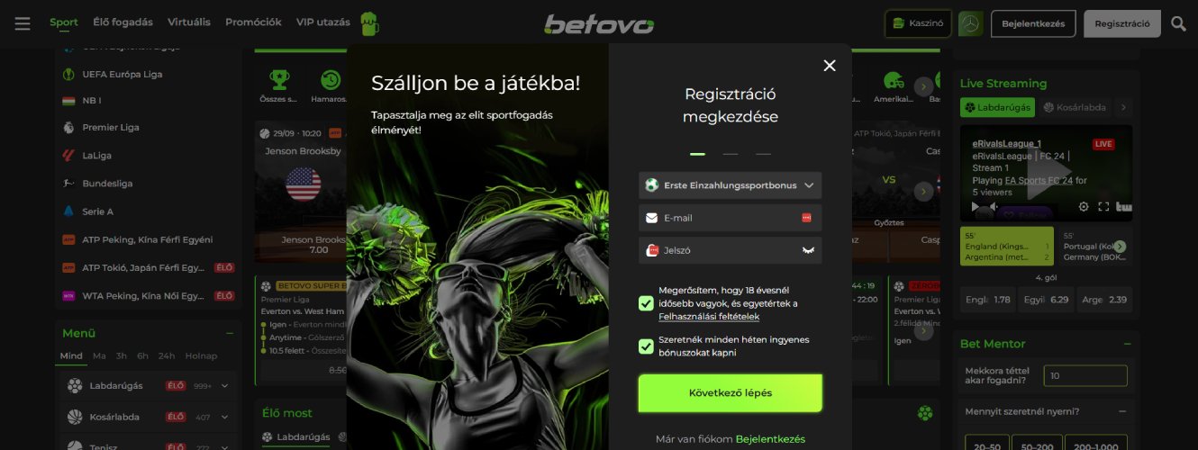 Regisztráció a Betovo-nál