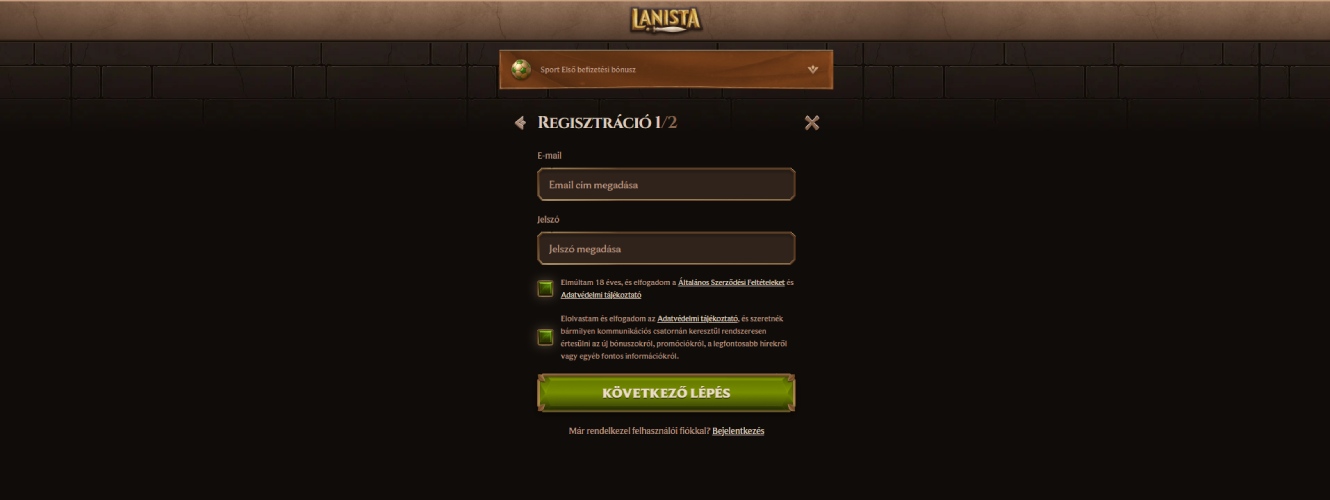 Lanista regisztráció