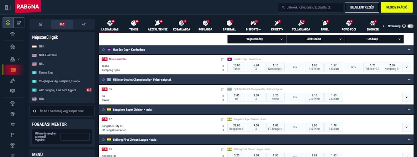 Rabona élő fogadás